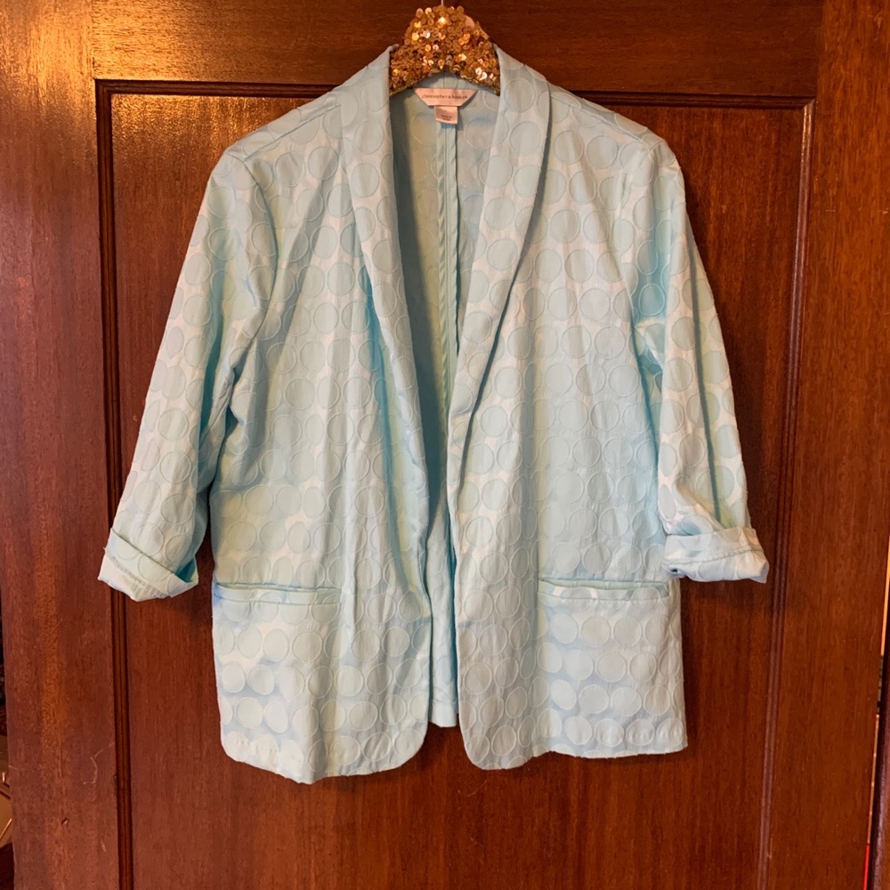 Christopher & Banks Turquoise Polka Dot Blazer L